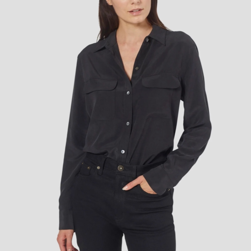 Equipment Slim Signature Silk Shirt Black